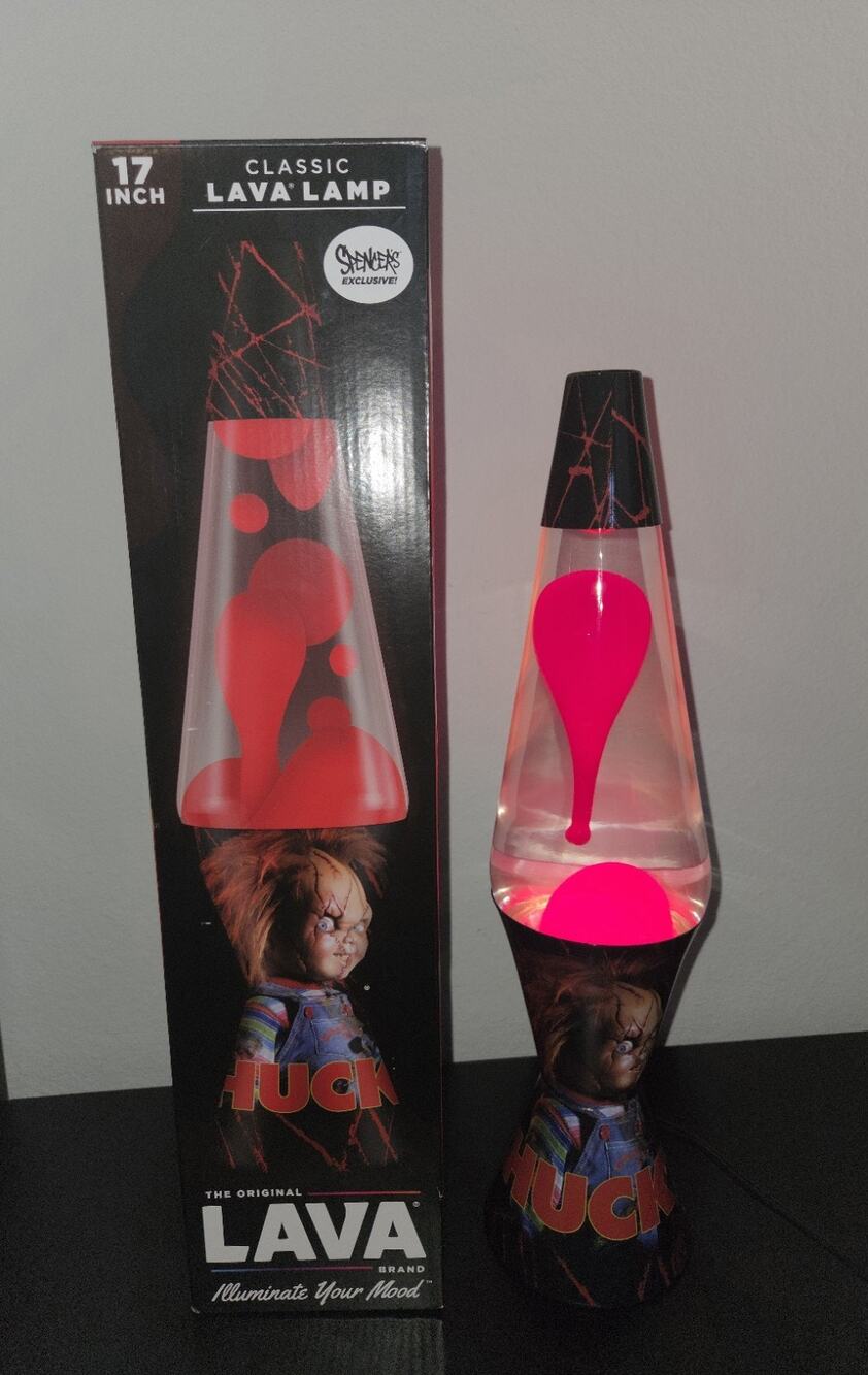 New Lava Lamp Chucky Child's Play 17" Lava 32 Oz Red Wax Clear Liquid Horror